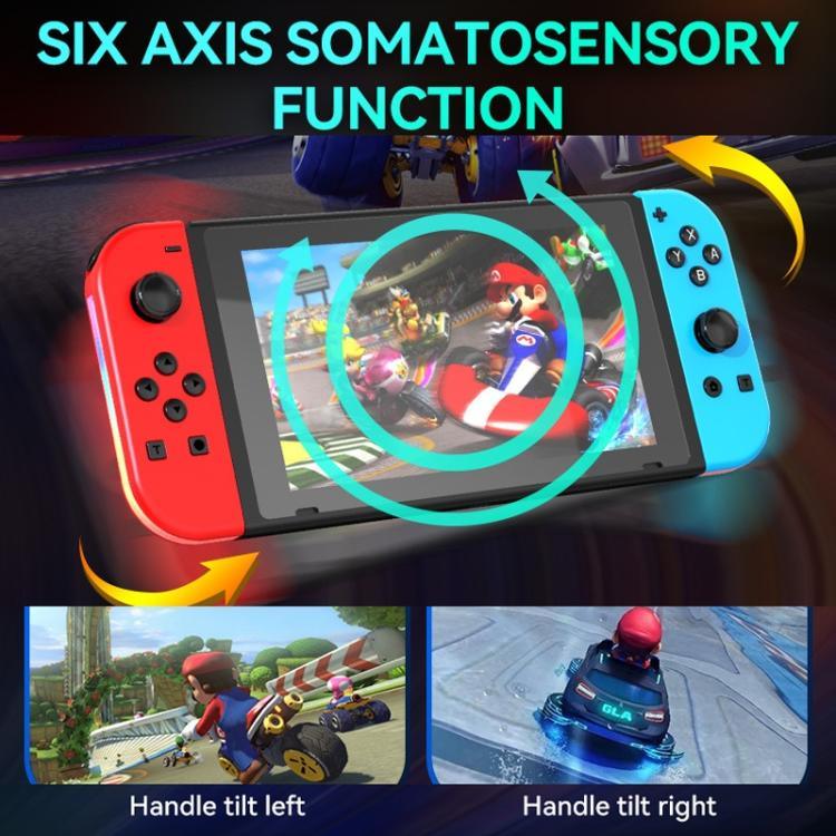 Comando de Jogo JOY-02 com Pegas Esquerda e Direita, Luzes RGB, Bluetooth para Switch / Switch OLED / Switch Pro / Switch Lite / Switch Joycon, Preto, Cinzento