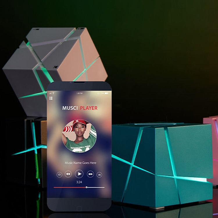Qone Cube Altifalante Bluetooth Inteligente com Controlo de Voz AI, Luz RGB, Áudio Sem Fios Mini, Controlo de Voz AI (Azul), Controlo de Voz AI (Rosa), Controlo de Voz AI (Preto), Controlo de Voz AI (Branco)