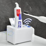 Dispenser Automático Inteligente para Pasta de Dentes com Indução, Branco a Pilhas, Branco Recarregável, Prateado a Pilhas, Prateado Recarregável