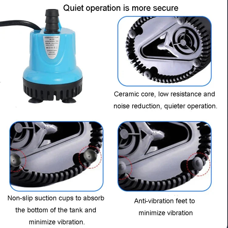 Bomba de Sucção Submersível Anti-Queimadura para Fundo de Aquário, JN-311 12W