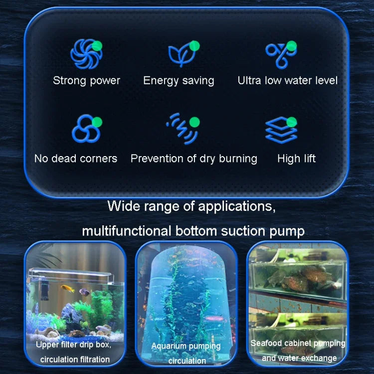 Bomba de Sucção Submersível Anti-Queimadura para Fundo de Aquário, JN-311 12W