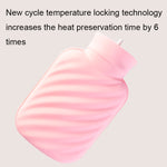 Imitation Rabbit Fur Water-filled PVC Explosion-proof Hot Water Bag for Cold / Hot Compresses, Pink 500ml, Green 500ml, Blue 500ml, Pink 1000ml, Green 1000ml, Blue 1000ml