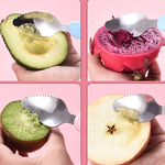 Colher dupla para bebé para raspar frutas, colher macia em silicone e aço inoxidável 304, rosa, azul, azul com caixa de armazenamento, rosa com caixa de armazenamento