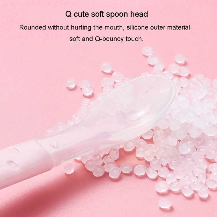 Colher dupla para bebé para raspar frutas, colher macia em silicone e aço inoxidável 304, rosa, azul, azul com caixa de armazenamento, rosa com caixa de armazenamento