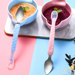 Colher dupla para bebé para raspar frutas, colher macia em silicone e aço inoxidável 304, rosa, azul, azul com caixa de armazenamento, rosa com caixa de armazenamento