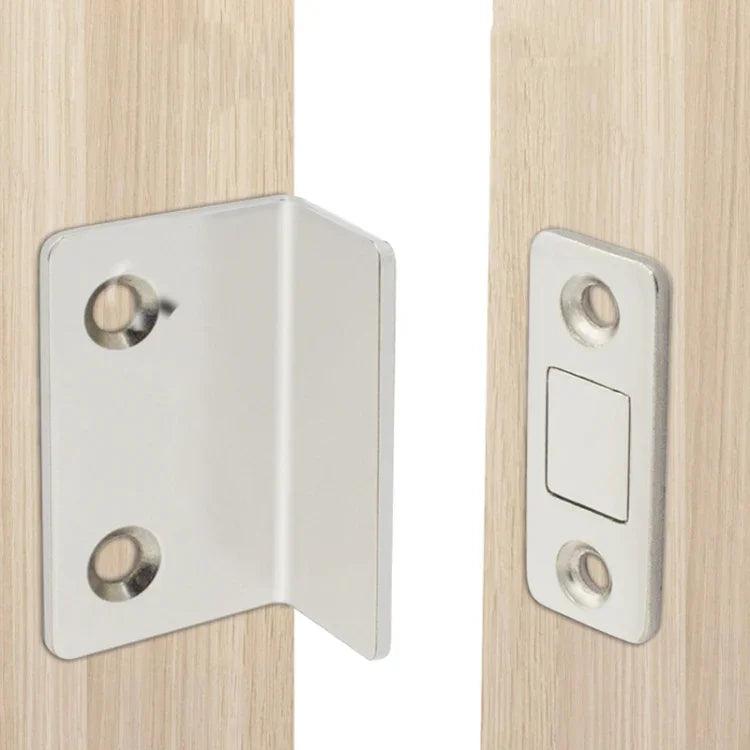 Ventosa Invisível para Porta de 90 Graus Sem Perfuração, Secção Fina, Porta Deslizante de Roupeiro com Ventosa Magnética, Prateado, Preto