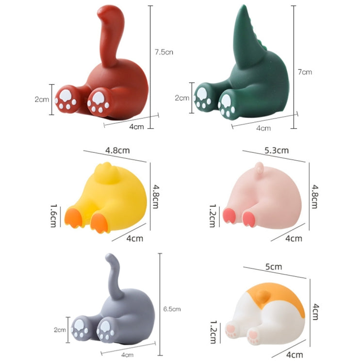 Gancho de Parede Sem Perfuração com Desenho de Animal de Desenho Animado, Suporte para Escova de Dentes para Casa de Banho, Cauda de Dinossauro, Cauda de Gato, Cauda Quadriculada, Cauda de Corgi, Cauda de Pato