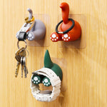 Gancho de Parede Sem Perfuração com Desenho de Animal de Desenho Animado, Suporte para Escova de Dentes para Casa de Banho, Cauda de Dinossauro, Cauda de Gato, Cauda Quadriculada, Cauda de Corgi, Cauda de Pato