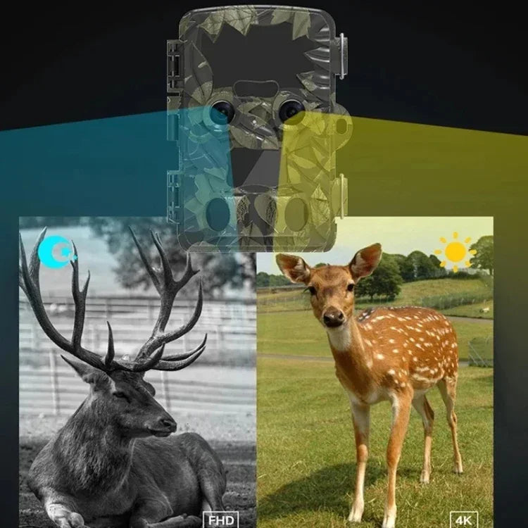 H8201 Câmara Infravermelha de Dupla Lente 4K 32MP HD Visão Noturna Monitorização de Animais Câmara de Campo ao Ar Livre, H8201