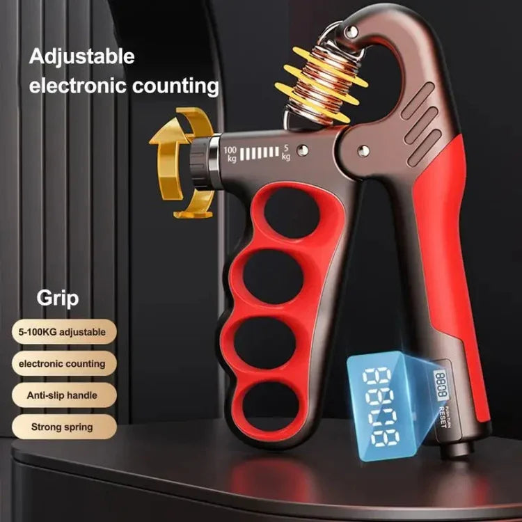 Fortalecedor de Pegada Ajustável 5-100kg Exercitador de Músculos do Braço, Contador Eletrónico Laranja, Contador Eletrónico Vermelho, Contador Eletrónico Cinzento, Contador Mecânico Laranja, Contador Mecânico Vermelho, Contador Mecânico Cinzento
