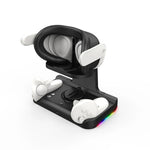Base de Carregamento para Headset Meta Quest 3 com Luzes Dazzle, Suporte de Carregamento VR Grip, Branco, Preto