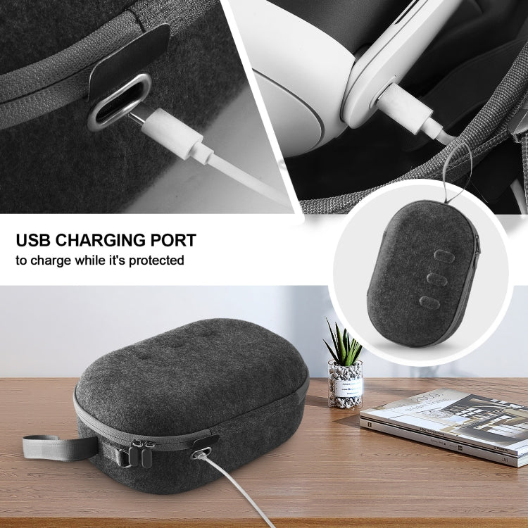 Bolsa Portátil Anti-queda e Anti-riscos JYS-MQ018 para Armazenamento de Óculos VR Apple Vision Pro / Meta Quest 3, Preto, Cinzento