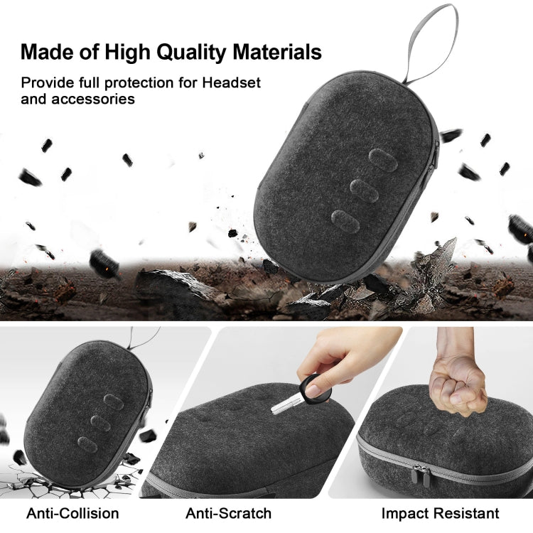 Bolsa Portátil Anti-queda e Anti-riscos JYS-MQ018 para Armazenamento de Óculos VR Apple Vision Pro / Meta Quest 3, Preto, Cinzento