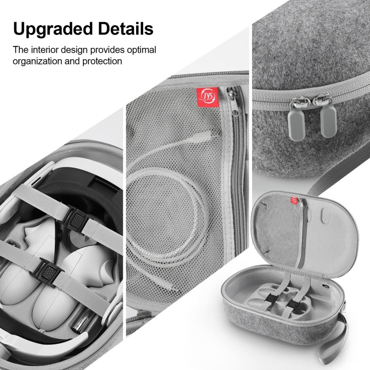 Bolsa Portátil Anti-queda e Anti-riscos JYS-MQ018 para Armazenamento de Óculos VR Apple Vision Pro / Meta Quest 3, Preto, Cinzento