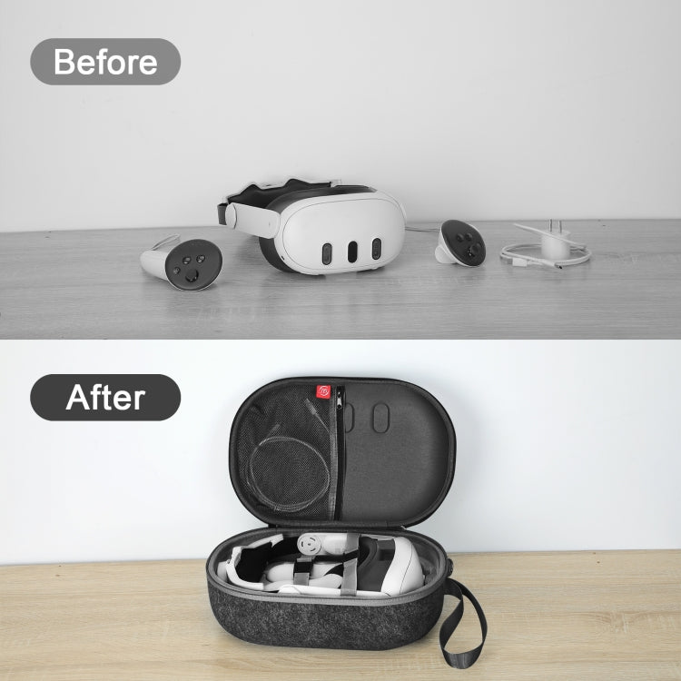 Bolsa Portátil Anti-queda e Anti-riscos JYS-MQ018 para Armazenamento de Óculos VR Apple Vision Pro / Meta Quest 3, Preto, Cinzento