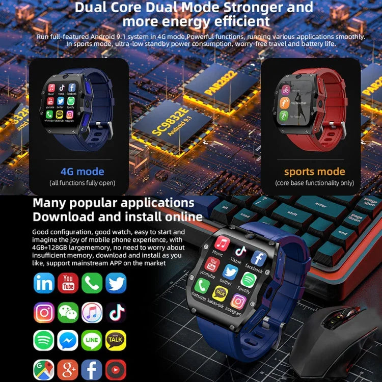LOKMAT Appllp 3 Max Smartwatch Desportivo à Prova de Água com Ecrã de 2,02 polegadas, Cartão Plug 4G, Chamada, SOS