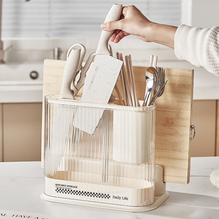 Suporte de Armazenamento de Cozinha Estilo Creme para Facas e Tábua de Cortar, Suporte para Tampa de Panela, Suporte para Facas, 2 em 1