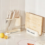 Suporte de Armazenamento de Cozinha Estilo Creme para Facas e Tábua de Cortar, Suporte para Tampa de Panela, Suporte para Facas, 2 em 1