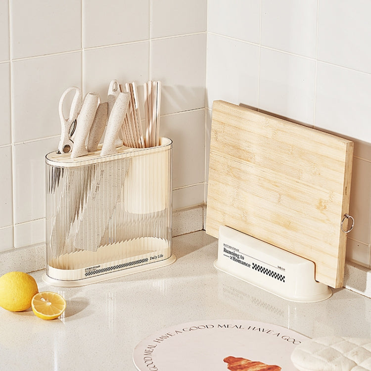 Suporte de Armazenamento de Cozinha Estilo Creme para Facas e Tábua de Cortar, Suporte para Tampa de Panela, Suporte para Facas, 2 em 1