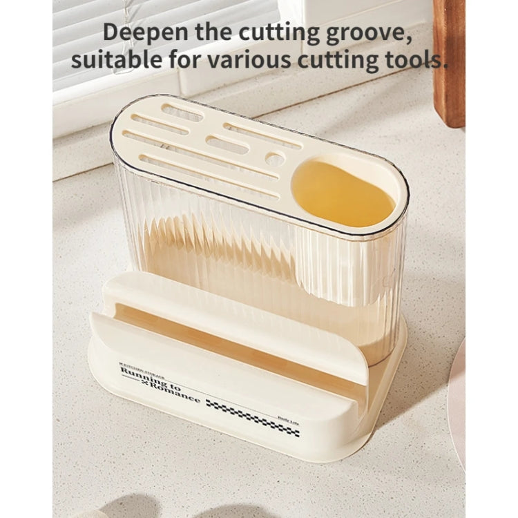 Suporte de Armazenamento de Cozinha Estilo Creme para Facas e Tábua de Cortar, Suporte para Tampa de Panela, Suporte para Facas, 2 em 1