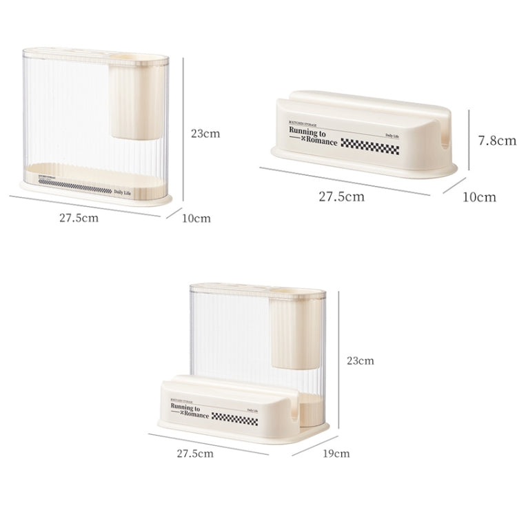 Suporte de Armazenamento de Cozinha Estilo Creme para Facas e Tábua de Cortar, Suporte para Tampa de Panela, Suporte para Facas, 2 em 1