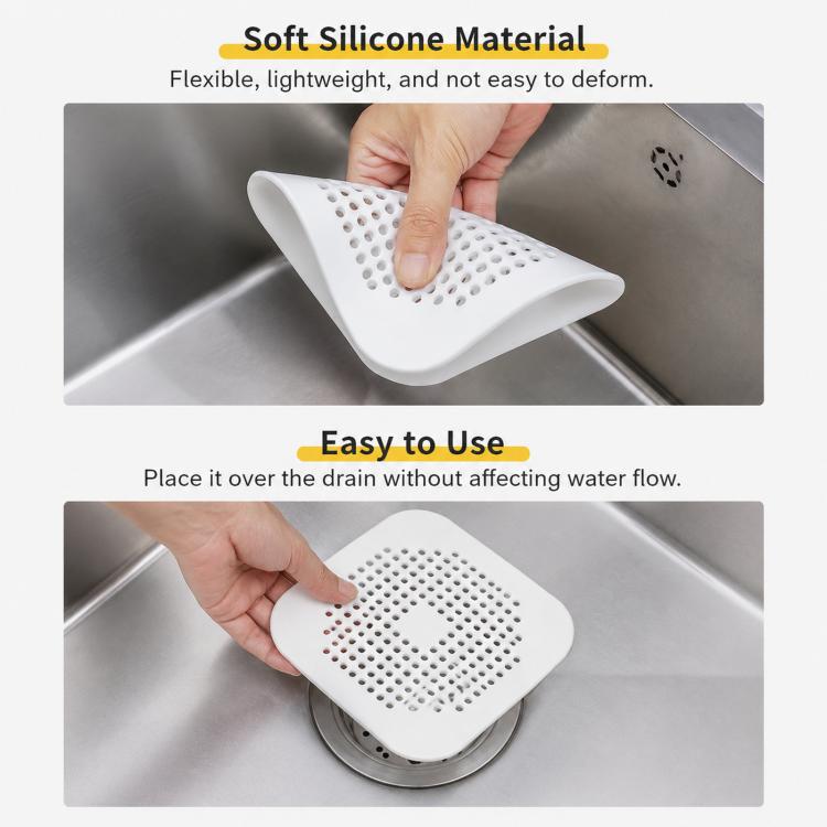 Tapete para Ralo de Chão com Ventosa para Cozinha e Casa de Banho, Filtro Anti-Entupimento para Cabelos, Tampões para Ralo de Esgoto