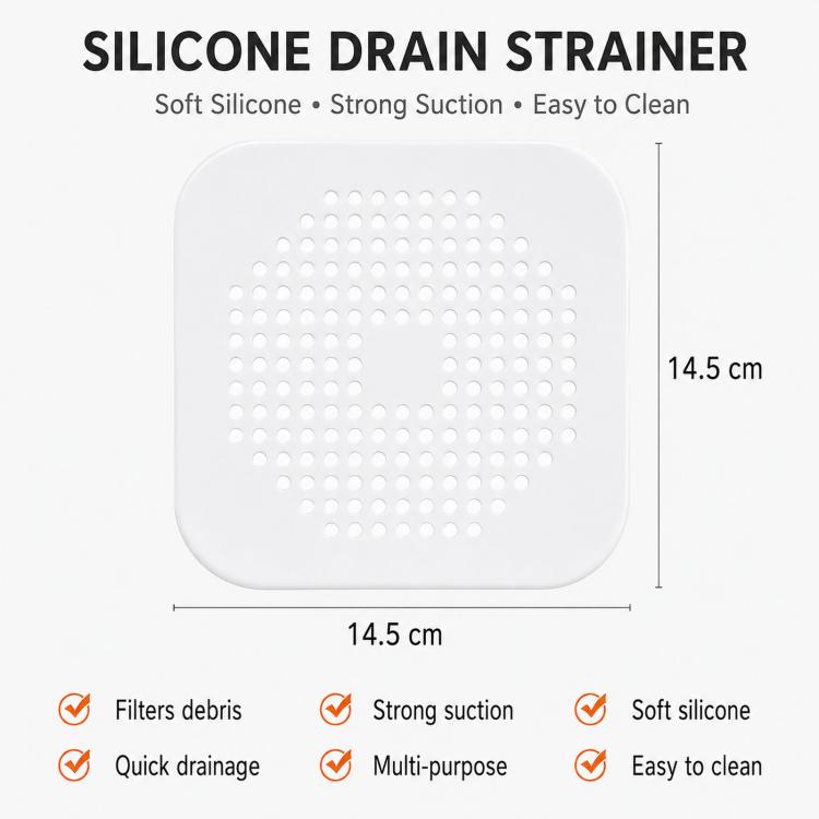 Tapete para Ralo de Chão com Ventosa para Cozinha e Casa de Banho, Filtro Anti-Entupimento para Cabelos, Tampões para Ralo de Esgoto