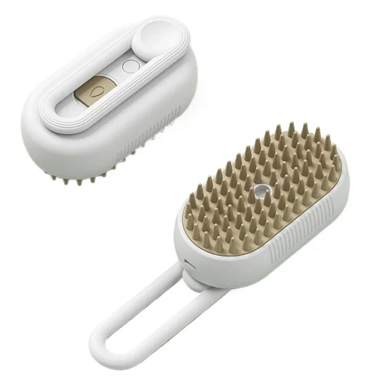 Pente Elétrico Pulverizador para Animais, Escova de Grooming a Vapor Recarregável para Gatos, Cabo Branco, Cabo Castanho