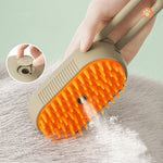 Pente Elétrico Pulverizador para Animais, Escova de Grooming a Vapor Recarregável para Gatos, Cabo Branco, Cabo Castanho