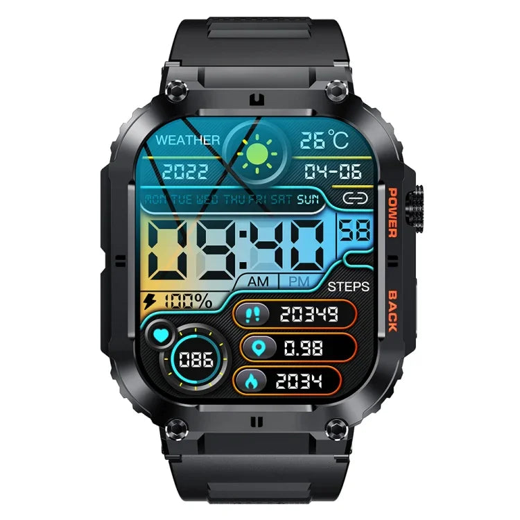 K57 Pro Smartwatch à Prova de Água com Ecrã de 1,96 polegadas, Chamada Bluetooth, Música, Previsão do Tempo, Preto, Laranja, Couro Preto, Couro Prateado, Aço Preto, Aço Prateado, Preto com Três Contas, Prateado com Três Contas, Bambu Preto, Bambu Prateado