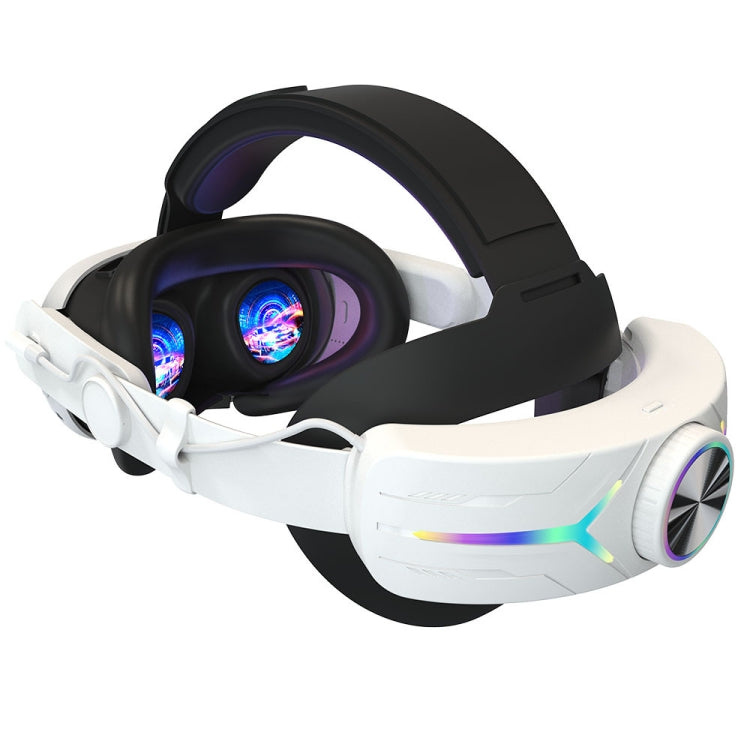 Headset Dobrável Ajustável com Efeito de Iluminação RGB Recarregável por USB para Meta Quest 3, Para Meta Quest 3 (Elite), Para Meta Quest 3 (Branco), Para Meta Quest 3 (Preto)