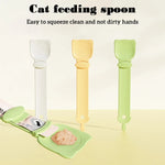 Alimentador para Gatos Espremedor de Tiras para Gatos Colher para Alimentação de Petiscos e Carne Picada, Laranja, Verde, Bege