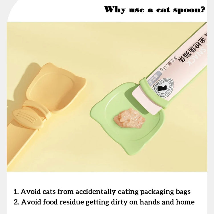 Alimentador para Gatos Espremedor de Tiras para Gatos Colher para Alimentação de Petiscos e Carne Picada, Laranja, Verde, Bege