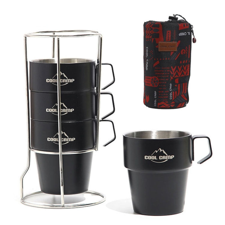 COOL CAMP CF-519 Conjunto 4 em 1 de Canecas Térmicas para Café em Aço Inoxidável 304 para Camping ao Ar Livre, Isolamento Térmico, Anti-Queimaduras, Duplo Vácuo