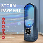 Ventoinha Elétrica de Humidificação Sem Hélices de Secretária com Seis Velocidades Ajustáveis e Função de Temporizador com Luz LED