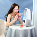 Ventoinha Elétrica de Humidificação Sem Hélices de Secretária com Seis Velocidades Ajustáveis e Função de Temporizador com Luz LED