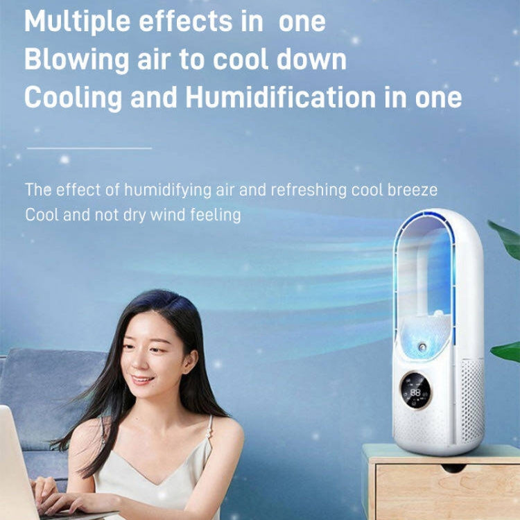 Ventoinha Elétrica de Humidificação Sem Hélices de Secretária com Seis Velocidades Ajustáveis e Função de Temporizador com Luz LED