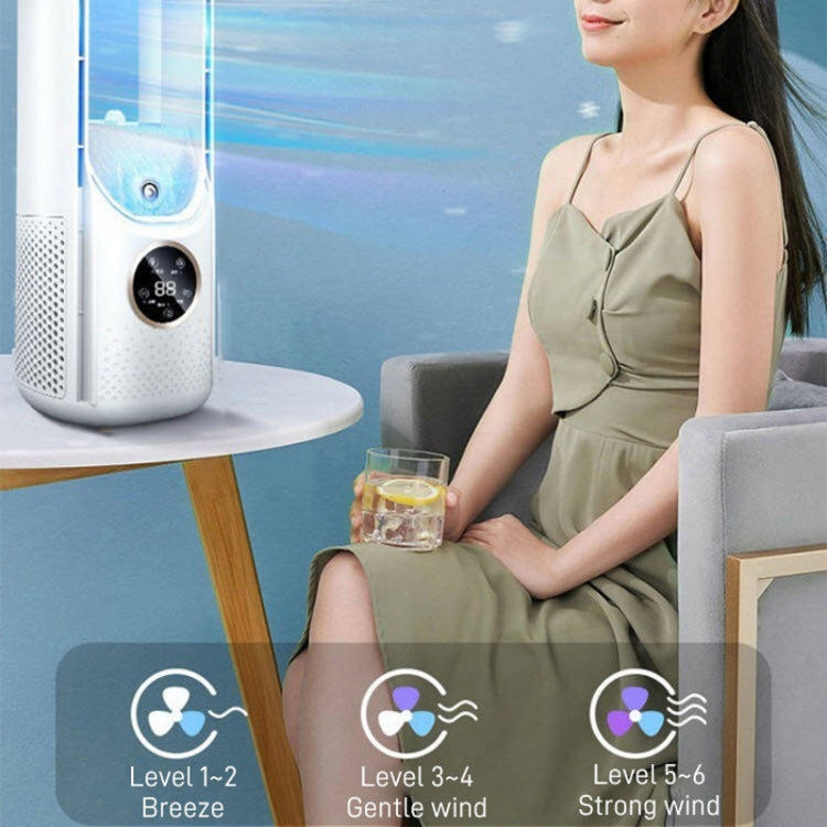 Ventoinha Elétrica de Humidificação Sem Hélices de Secretária com Seis Velocidades Ajustáveis e Função de Temporizador com Luz LED