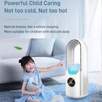 Ventoinha Elétrica de Humidificação Sem Hélices de Secretária com Seis Velocidades Ajustáveis e Função de Temporizador com Luz LED