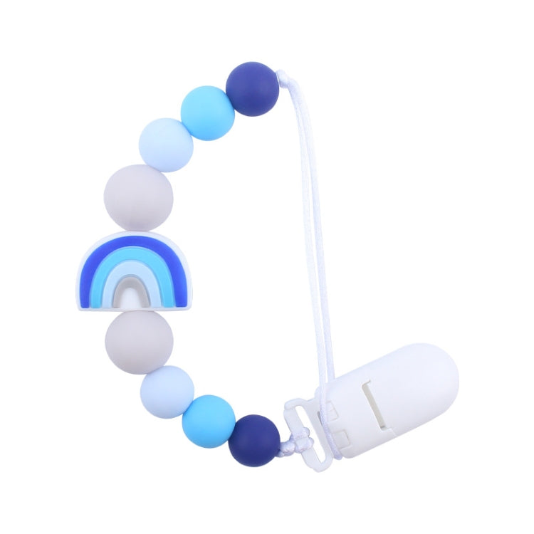 Corrente anti-queda para bebé com clipes para chupeta, contas de silicone em arco-íris, suporte para chupeta, clipe para biberão, arco-íris roxo, arco-íris rosa, arco-íris azul