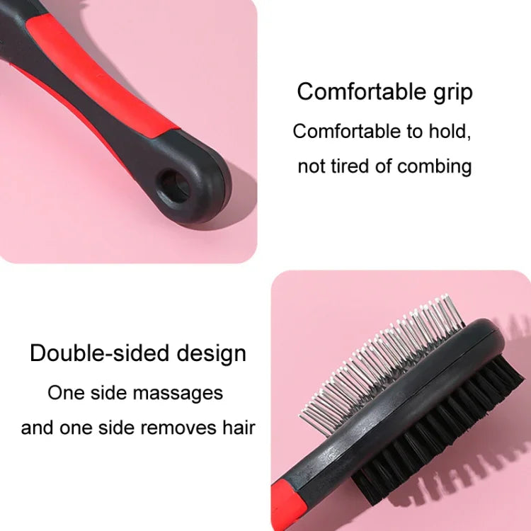 Pente Dupla Face para Animais com Pontas Protetoras, Pente de Limpeza e Grooming para Gatos e Cães, Pequeno, Grande