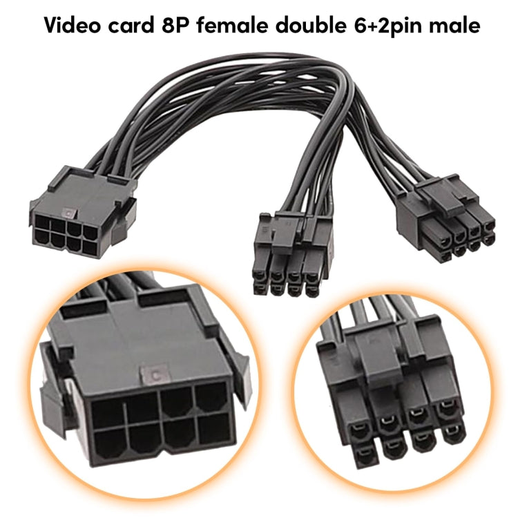 Cabo de Energia para Placa Gráfica 8P Fêmea Para Duplo 6+2Pin Macho Cabo Adaptador de Energia 8P Para Duplo 8P 1 Para 2, 8P Fêmea Para Duplo 6+2Pin Macho