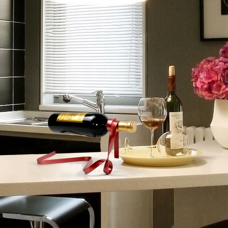 Suporte Suspenso para Garrafa de Vinho em Fita Metálica, Ornamentos Decorativos para Mesa de Casa