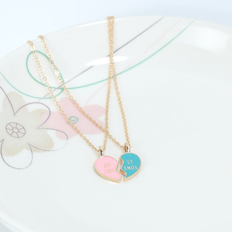 Colar de Amizade BEST FRIEND com Cadeia Lockbone e Pendente de Coração Correspondente, Cartão de Amizade