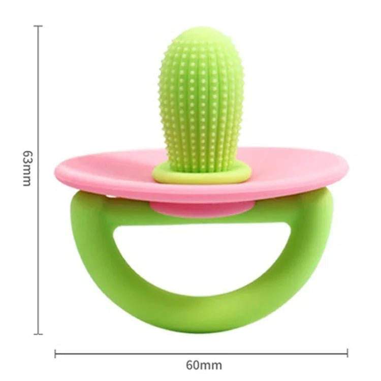 Mordedor de silicone em forma de cacto para bebé, brinquedo anti-dentição