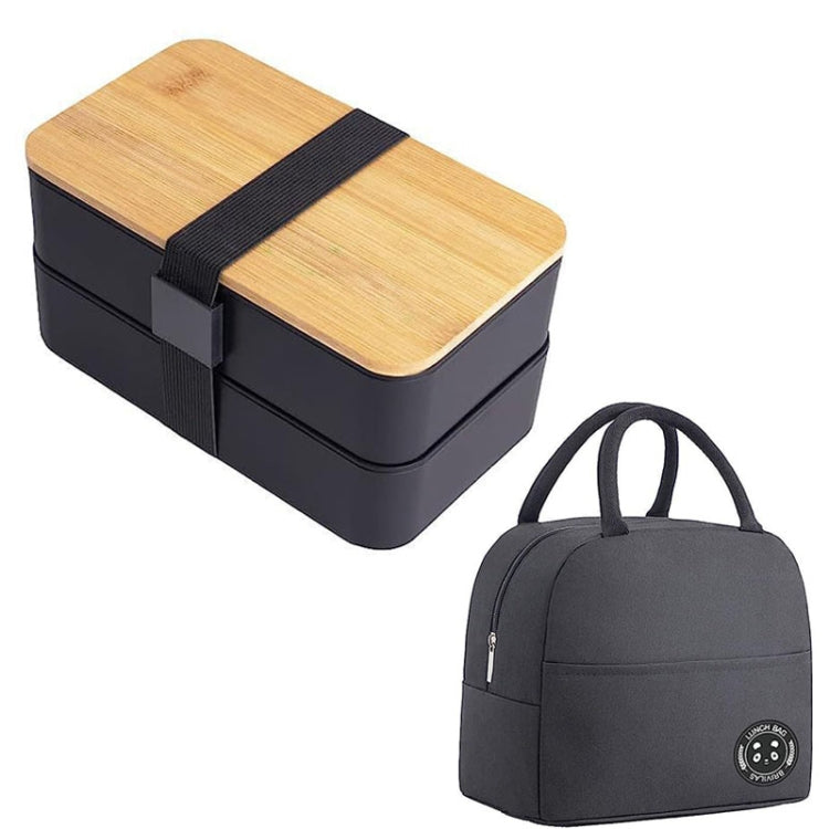 Marmita Isolada de Duas Camadas com Compartimentos de 1200ml, Recipiente de Plástico para Comida, Apto para Micro-ondas, Sem Saco Isolante Preto, Sem Saco Isolante Branco, Com Saco Isolante Preto, Com Saco Isolante Branco