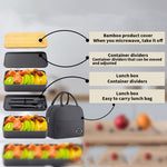 Marmita Isolada de Duas Camadas com Compartimentos de 1200ml, Recipiente de Plástico para Comida, Apto para Micro-ondas, Sem Saco Isolante Preto, Sem Saco Isolante Branco, Com Saco Isolante Preto, Com Saco Isolante Branco