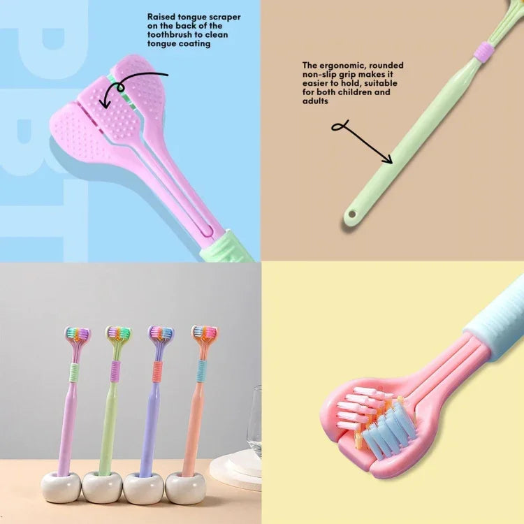 YALINA Escova de Dentes de Cerdas Macias com Três Lados e Forma em V de 360 Graus, 418 Adulto Rosa, 418 Adulto Roxo, A22 Crianças Rosa, A22 Crianças Amarelo, A22 Crianças Azul
