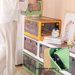 Folding Plastic Storage Box Stackable Storage Organizer with Wheels, White  37 x 26.5 x 22 cm, Yellow  37 x 26.5 x 22 cm, Green  37 x 26.5 x 22 cm, White Wooden Lid  37 x 26.5 x 22 cm, Yellow Wooden Lid  37 x 26.5 x 22 cm