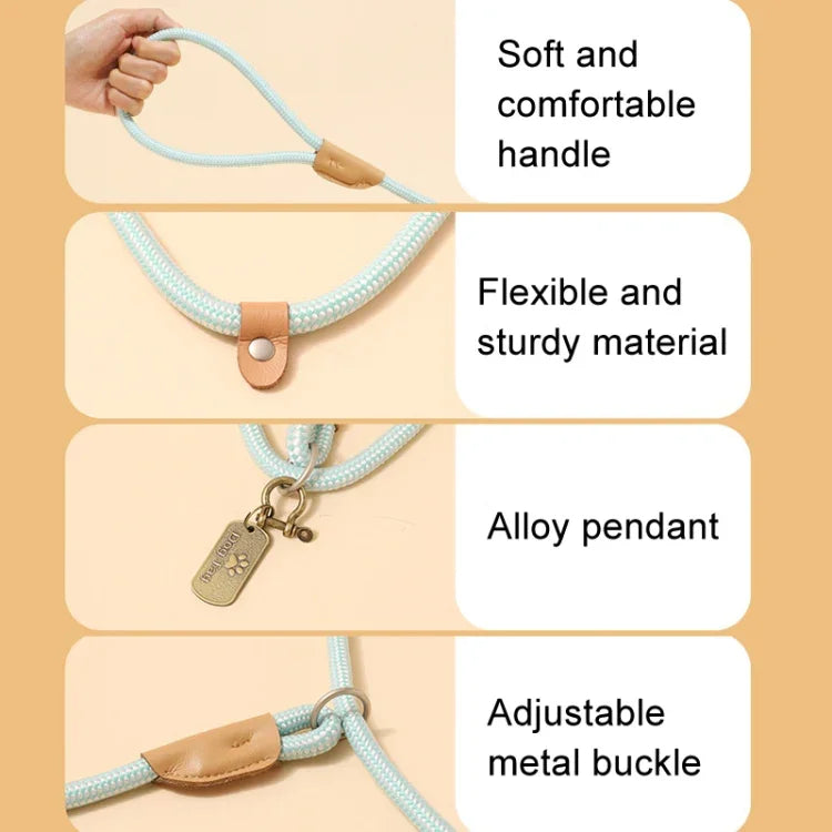 Corda de Tração para Cão Médio e Grande com Fivela de Segurança Universal, Corrente Circular, 1,5m x 0,6cm, 1,5m x 0,8cm, 1,5m x 1cm, 1,8m x 0,6cm, 1,8m x 0,8cm, 1,8m x 1cm